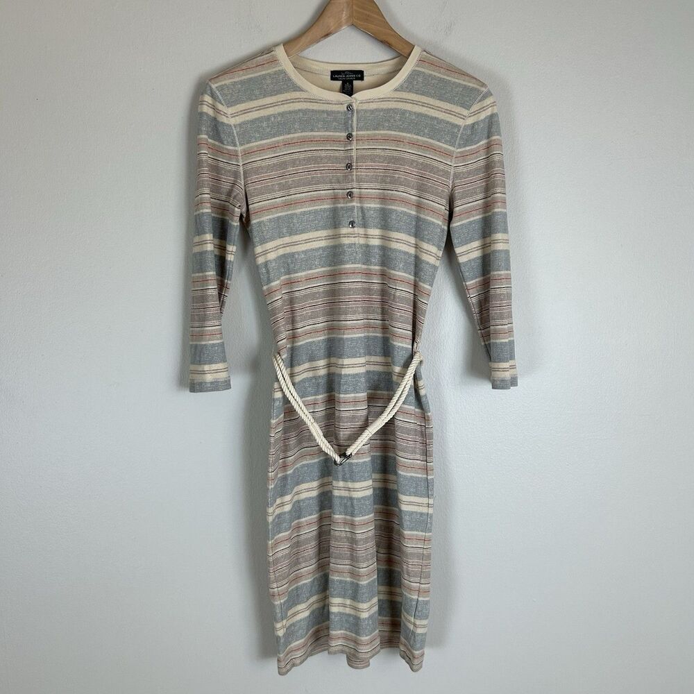 Ralph Lauren Size S Striped Nautical Rope Belt Dress Clasp Southwestern Henley